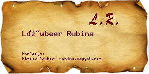 Löwbeer Rubina névjegykártya